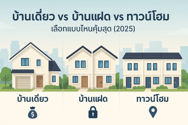 บ้านเดี่ยว vs บ้านแฝด vs ทาวน์โฮม ต่างกันยังไง เลือกแบบไหนคุ้มสุด (2025 ...