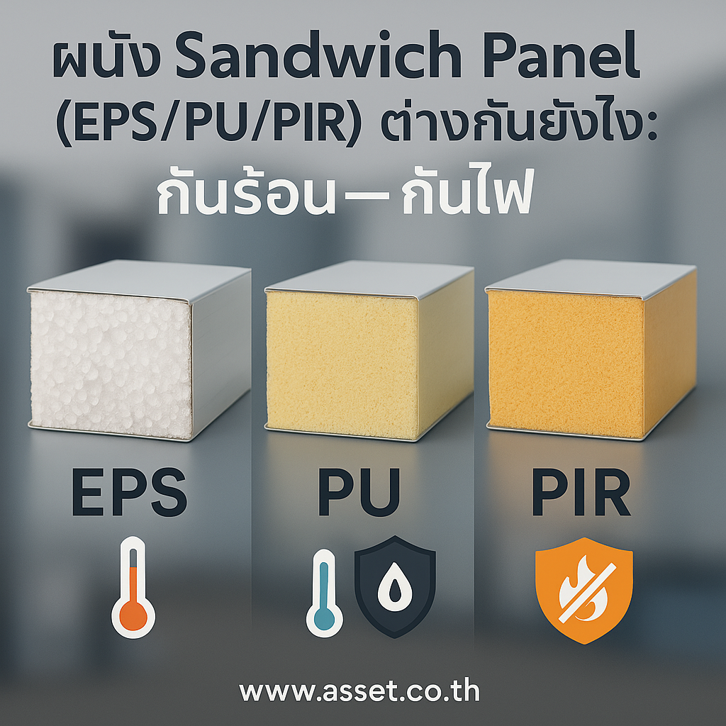 ผนัง Sandwich Panel (EPS/PU/PIR) ต่างกันยังไง